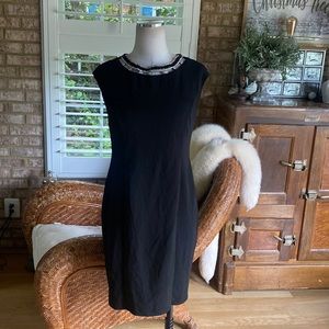 LA SCALA USA BLACK SLEEVELESS DRESS XL BEADED NECK